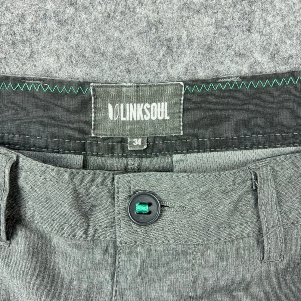 Linksoul Golf Shorts Mens 34 Gray Boardwalker Performance Stretch Hiking Casual‎
